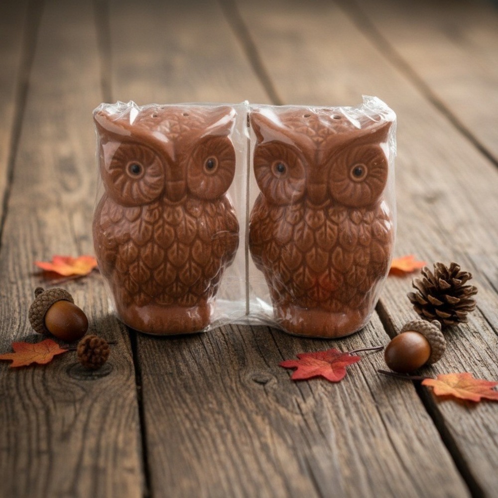 Ceramic Owl Brown Salt and Pepper Shakers Home Decoration Kitchen Set